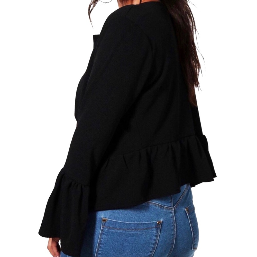boohoo Black Lightweight Blazer with Bell Sleeves - Picture 5 of 12